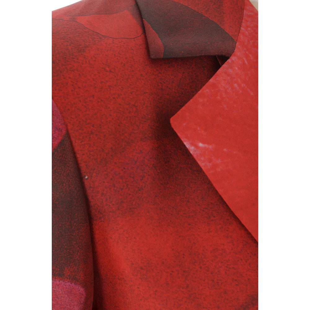 Roberto Cavalli Garden Rose Print Twill Jas Red Dames