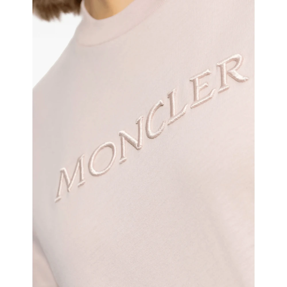 Moncler Logo Patch Blush Pink T-shirt Pink Dames