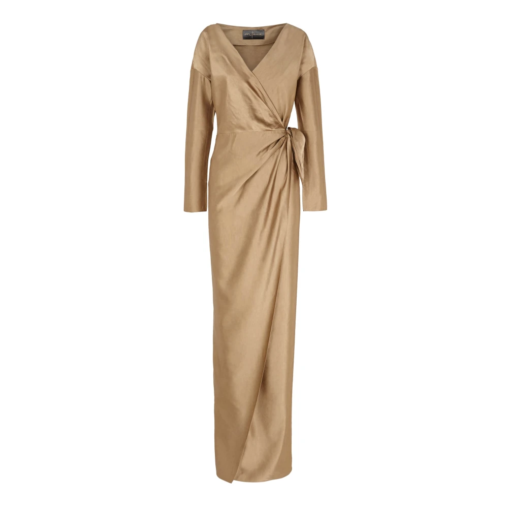 Cortana Wikkel Linnen Viscose Jurk Cocoa Brown Dames