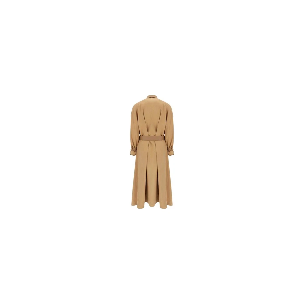Salvatore Ferragamo Zijden trenchcoat met verstelbare riem Beige Dames