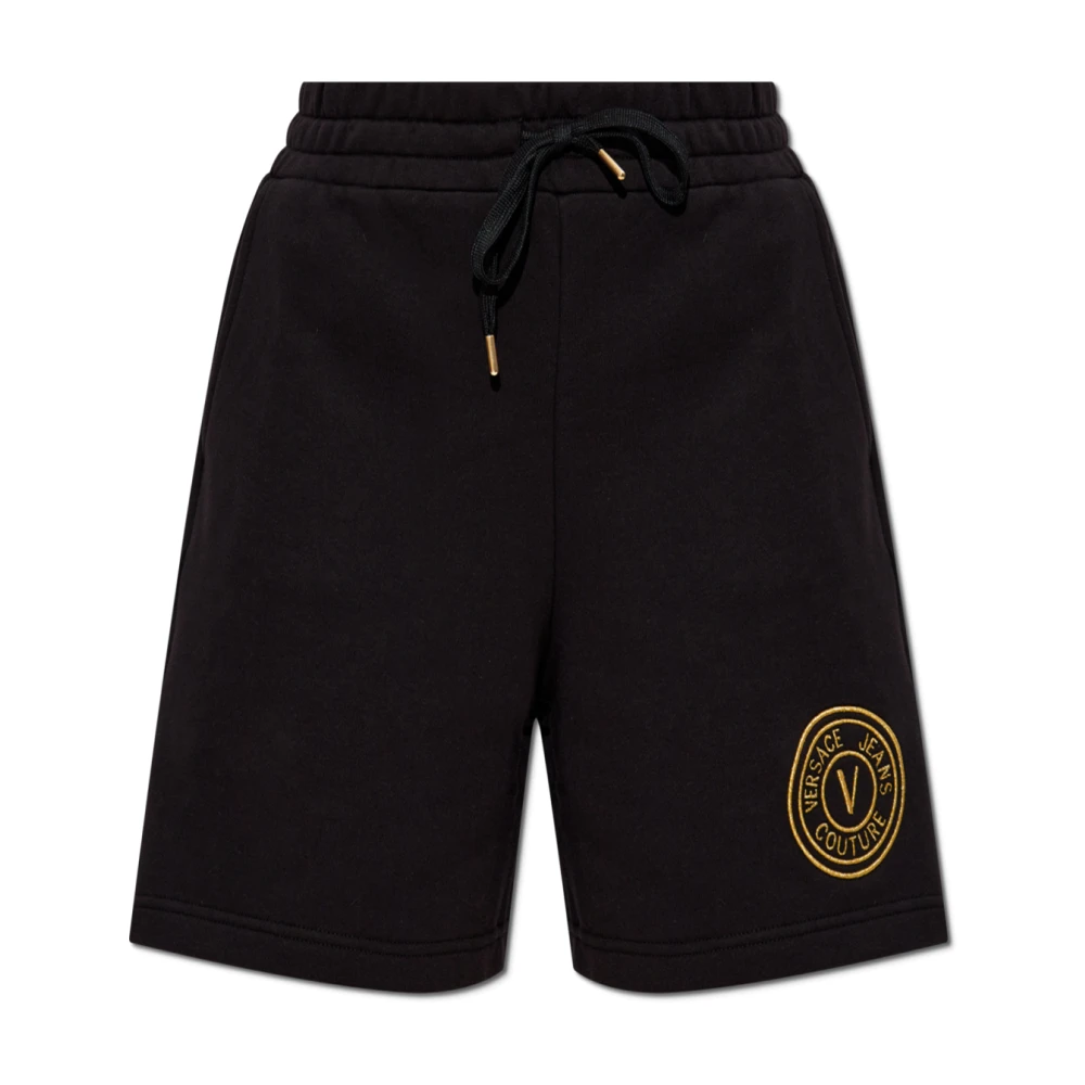 Versace Jeans Couture Shorts met geborduurd logo Black Dames