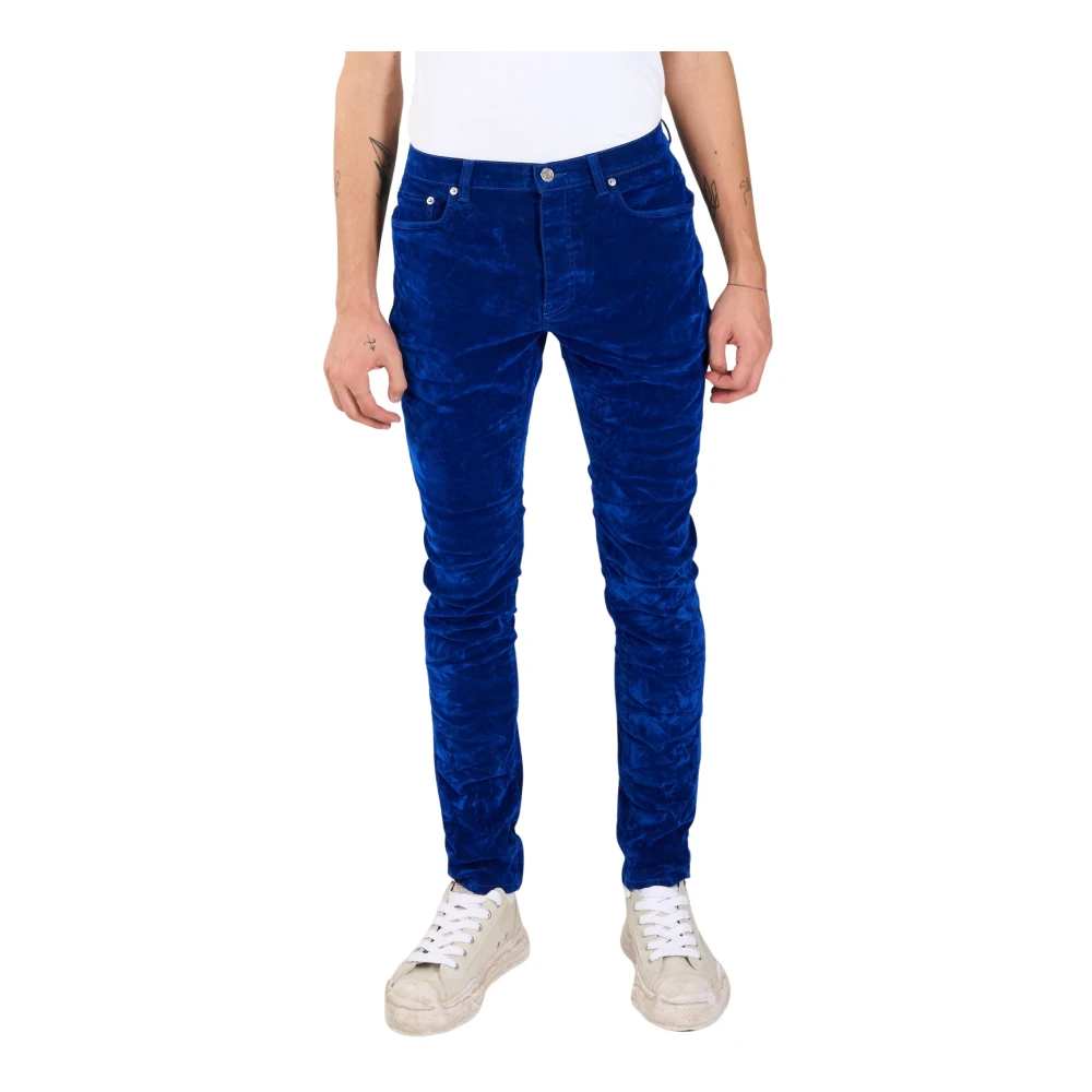 Purple Brand Skinny jeans i sammet med knappstängning Blue, Herr