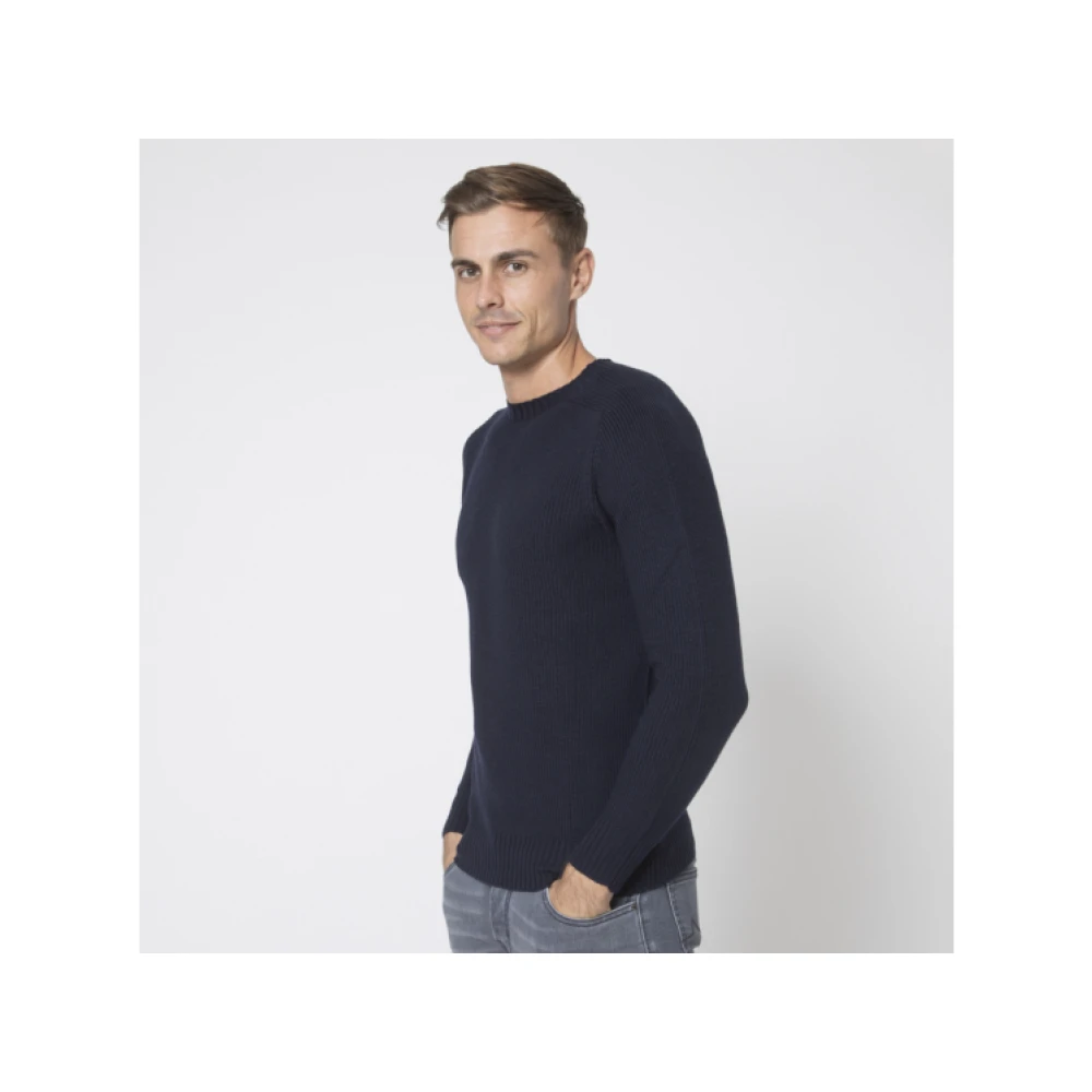 Gran Sasso Navy Blauwe Gebreide Trui Blue Heren