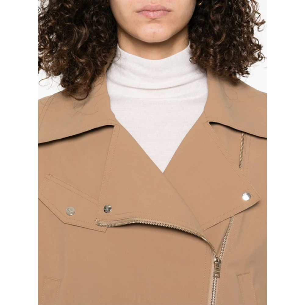 Herno Camel Bikerjack met Italiaanse Kraag Brown Dames