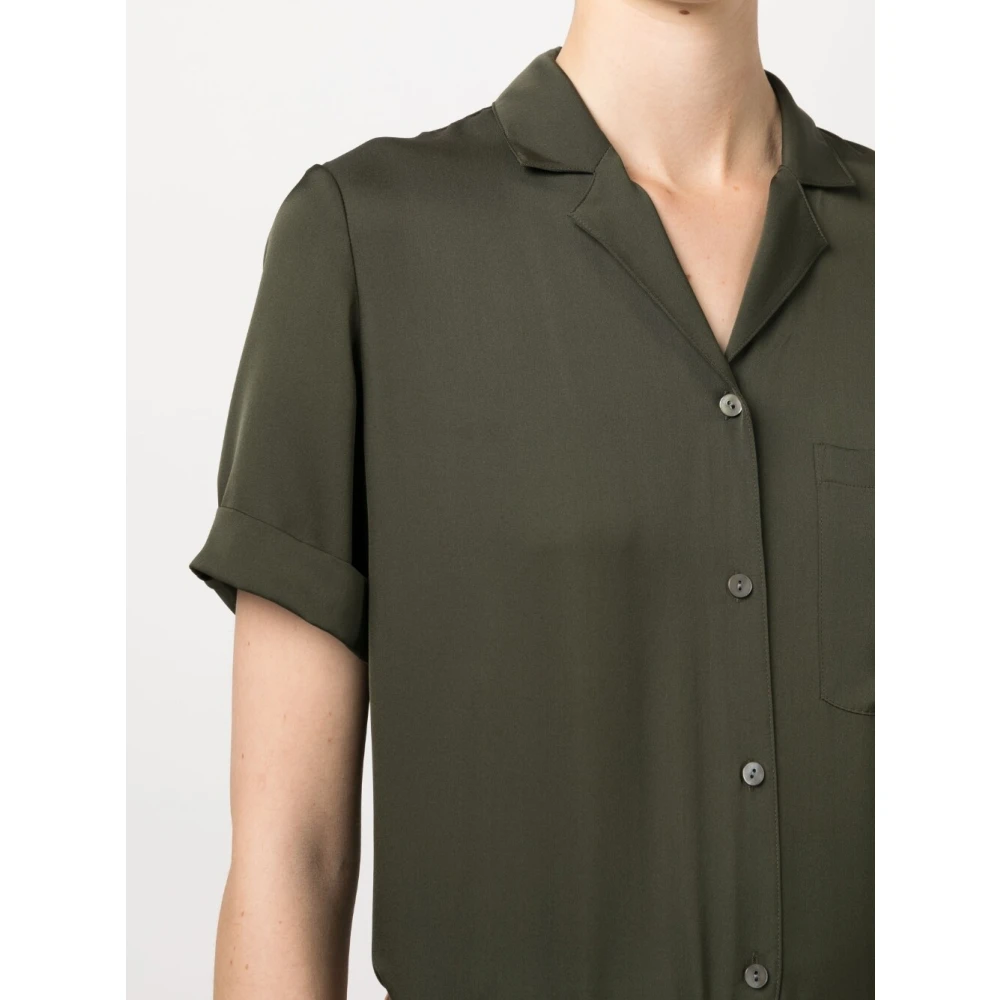 Theory Zijden Bowling Shirt Olijfgroen Green Dames