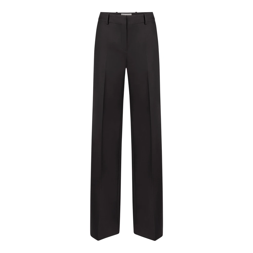 Nina Ricci Zwarte Wide Leg Wool Gabardine Broek Black Dames