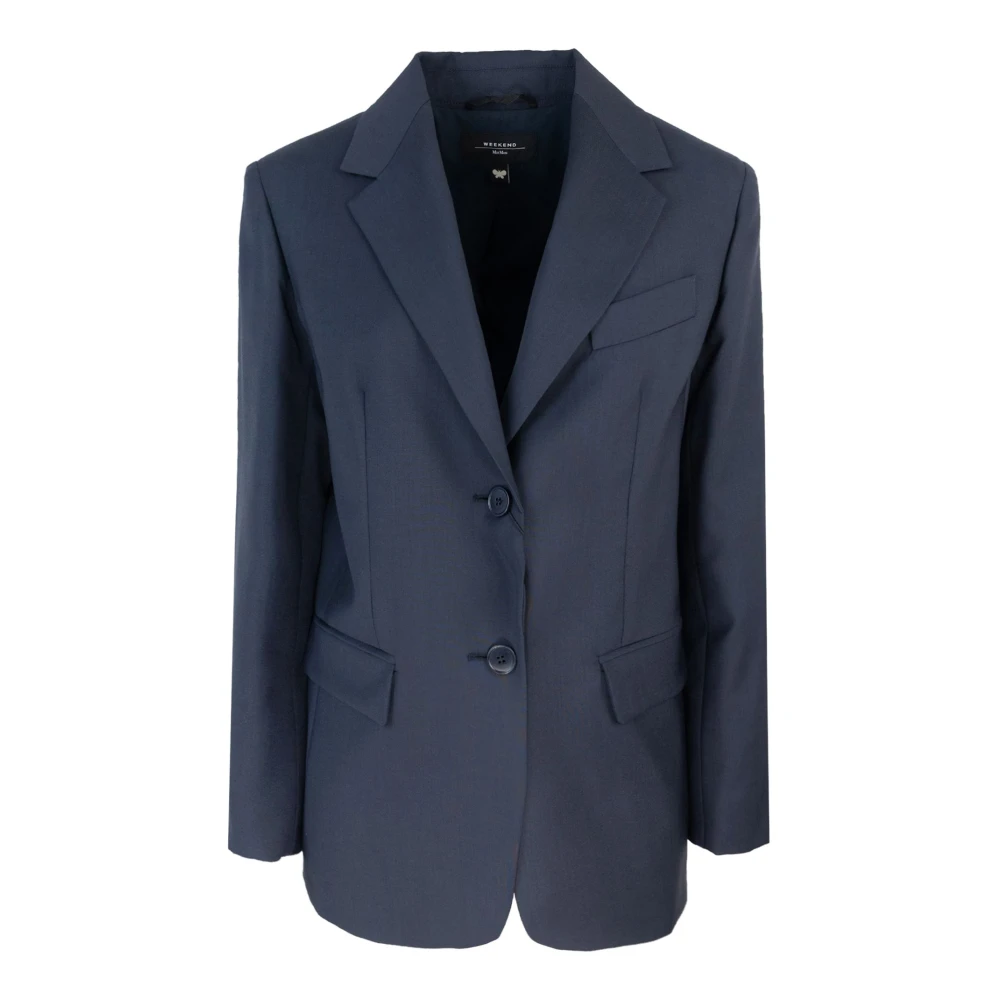 Max Mara Blauwe Wollen Jas Klassieke Stijl Blue Dames