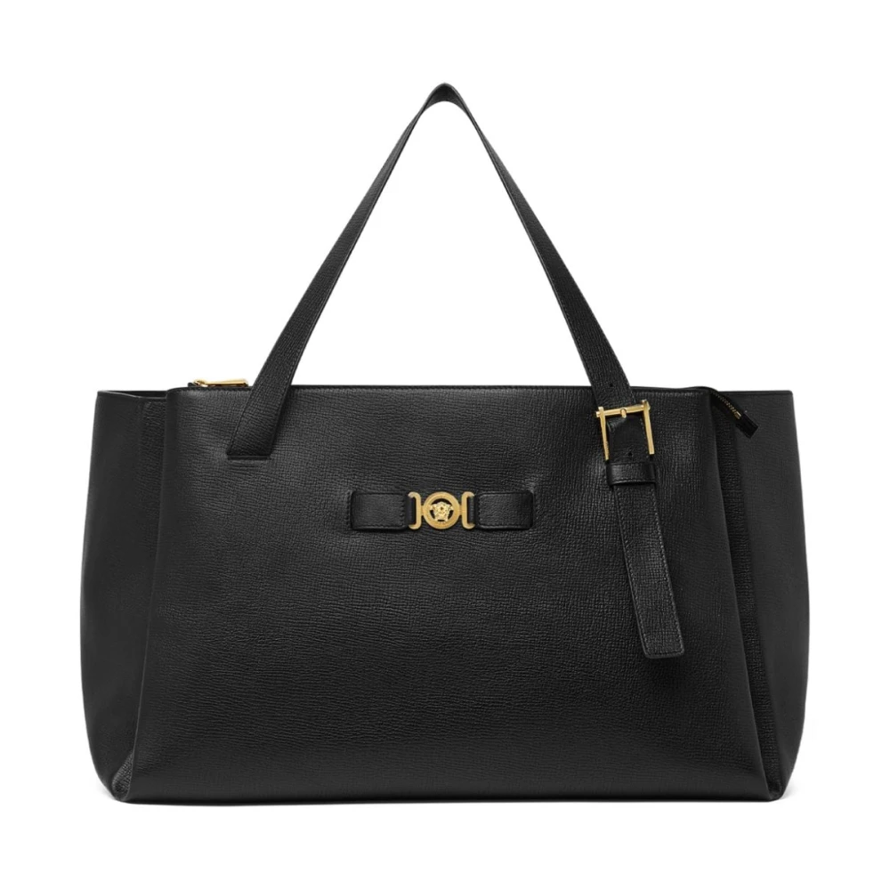 Versace Gestructureerde Leren Zwarte Tote Tas Black Heren