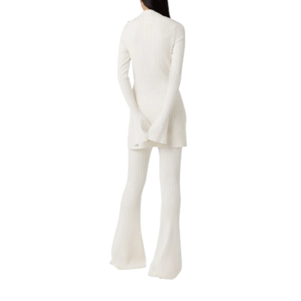 Stella Mccartney Witte Geribbelde Minijurk met Wijdvallende Mouwen White Dames