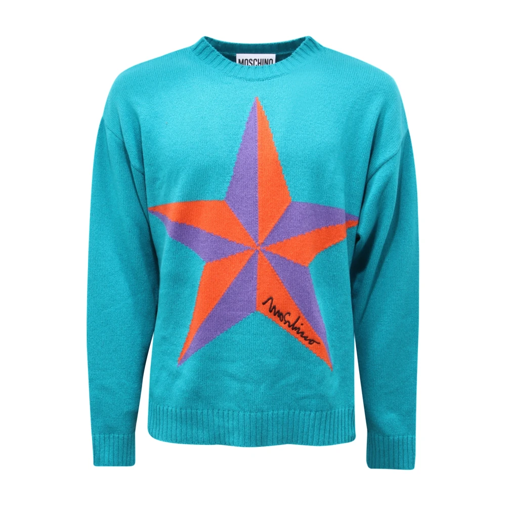 Moschino Men's Blue Cashmere Couture Jumper - Cashmere Knitwear - M - Knitwear