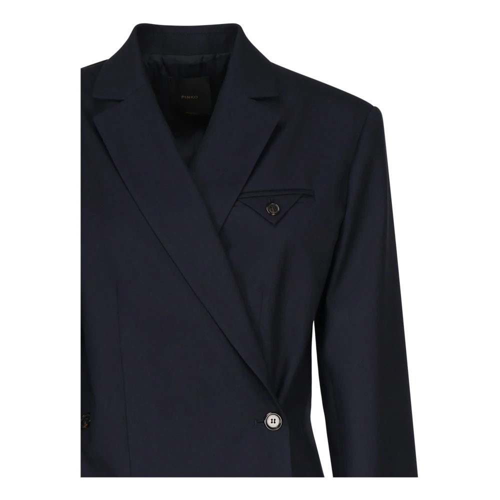 pinko Blauwe Wollen Blazer met Contrasterende Details Blue Dames