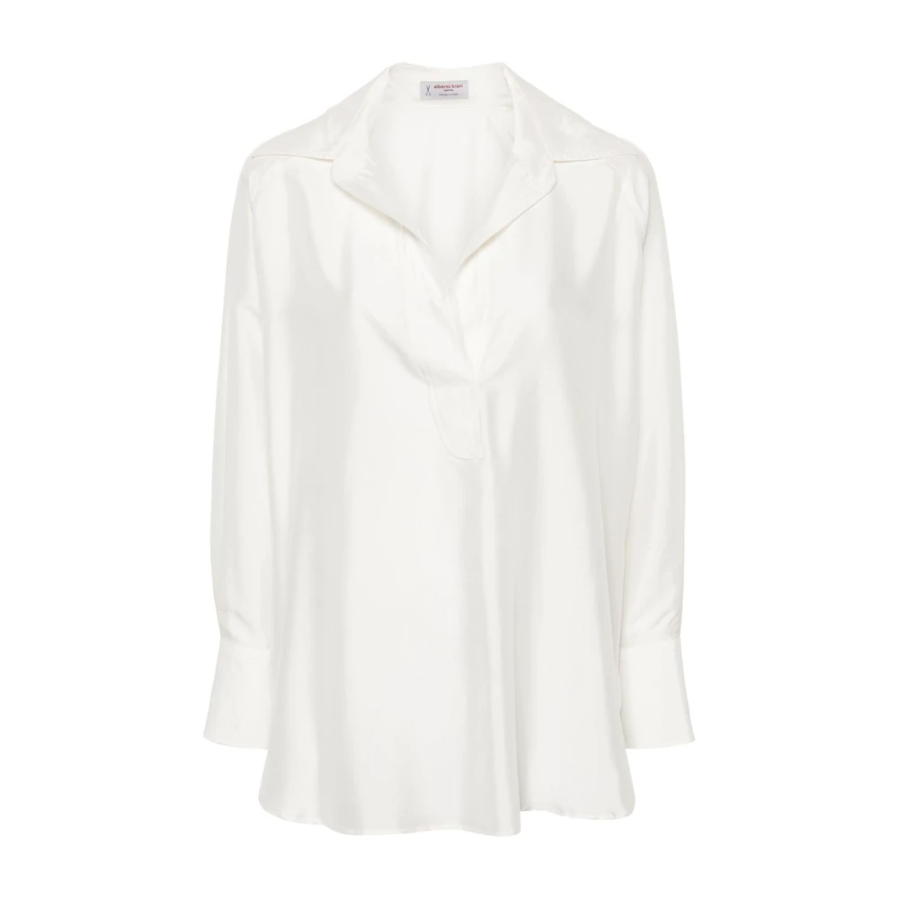 Alberto Biani Zijden Wit Overhemd Spreid Kraag White Dames