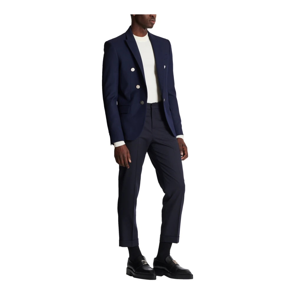 Balmain Twill 6-knoops jasje Blue Heren