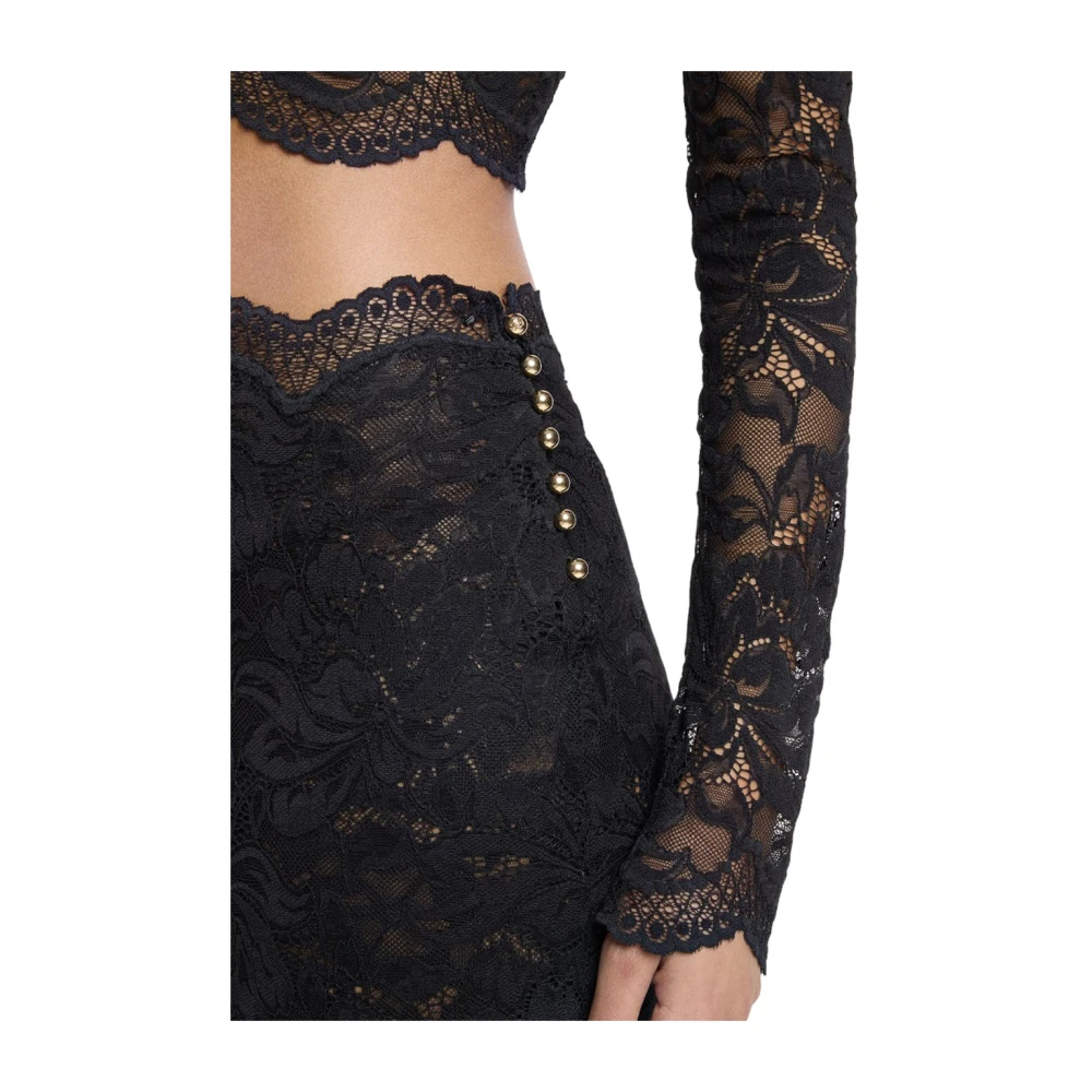 Paco Rabanne Kanten Midi Rok Elegant Comfort Black Dames