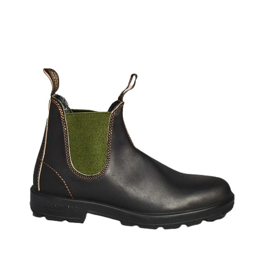 Blundstone Läderskof med grön elastisk detalj Black, Herr