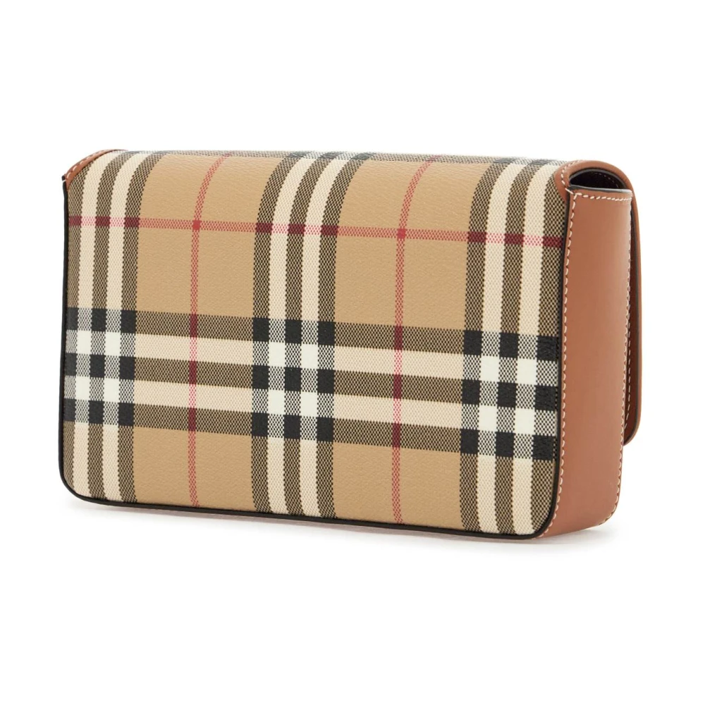 Burberry Geruite Schoudertas met Riem Beige Dames