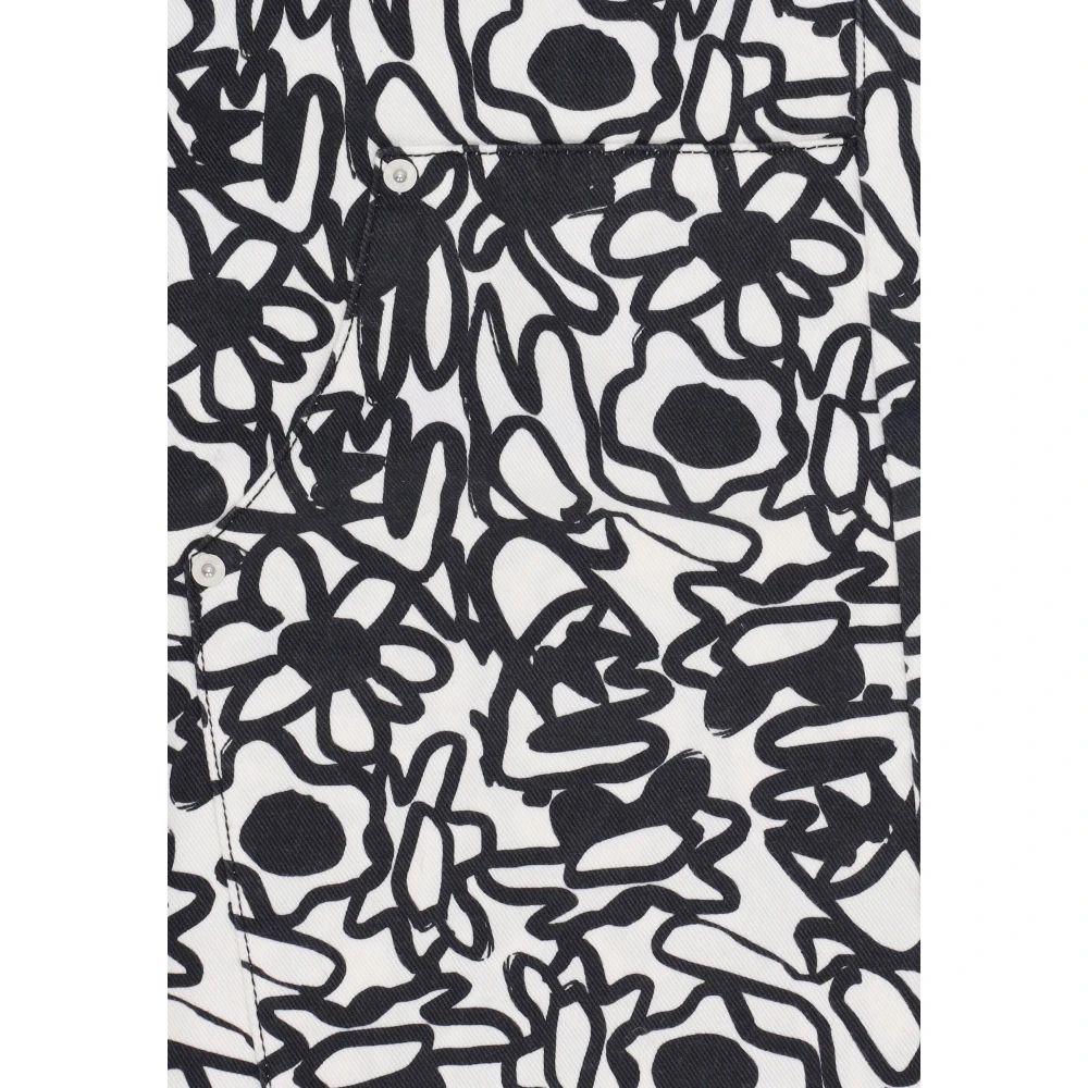 Arte Antwerp Bloemenprint Wijde Pijp Denim Broek Black Dames