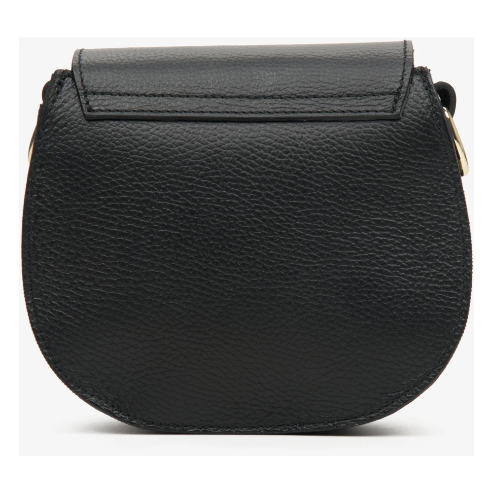 Estro Zwarte leren crossbody tas Black Dames
