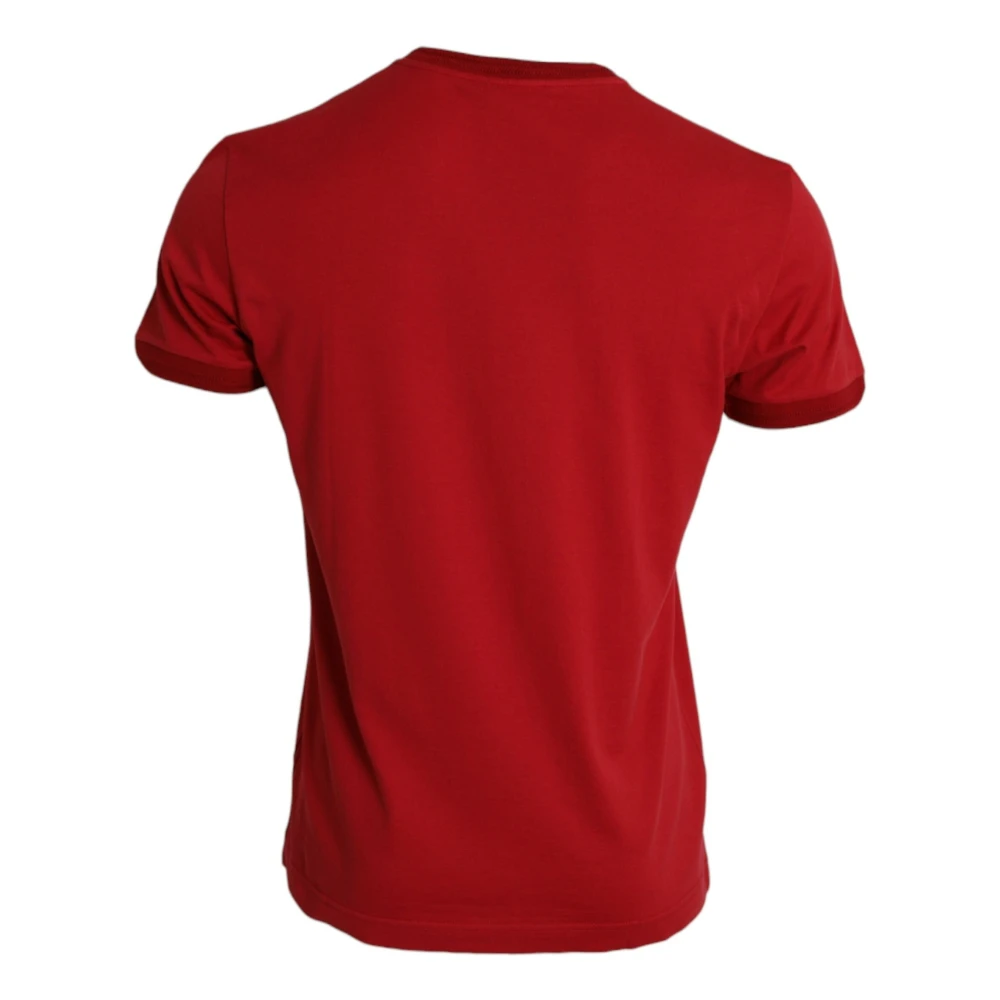 Dolce & Gabbana Rood Logo Patch Katoenen T-shirt Red Heren