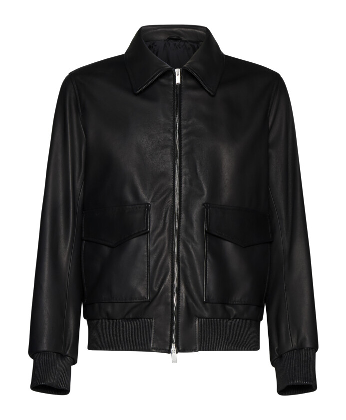 blouson-en-cuir-d-agneau-grain-lisse-noir