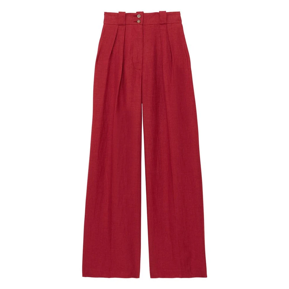 Ines De La Fressange Paris Marlène broek in frambozen linnen Pink Dames