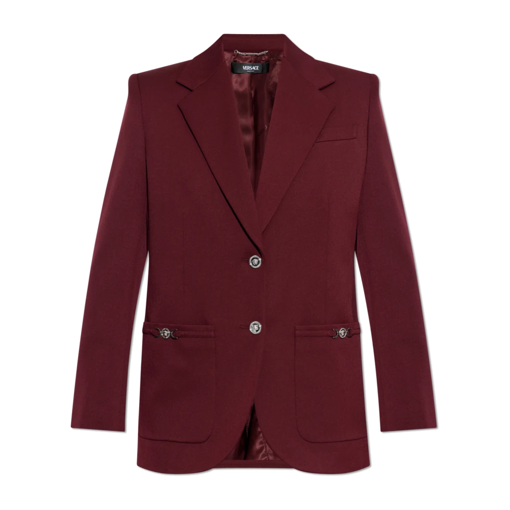 Versace Vrouw Rood Jassen Dames, M, Wol, Stretch Gabardine Blazer