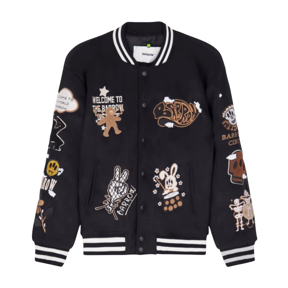 Barrow Teddy Print College Jacket Black Heren