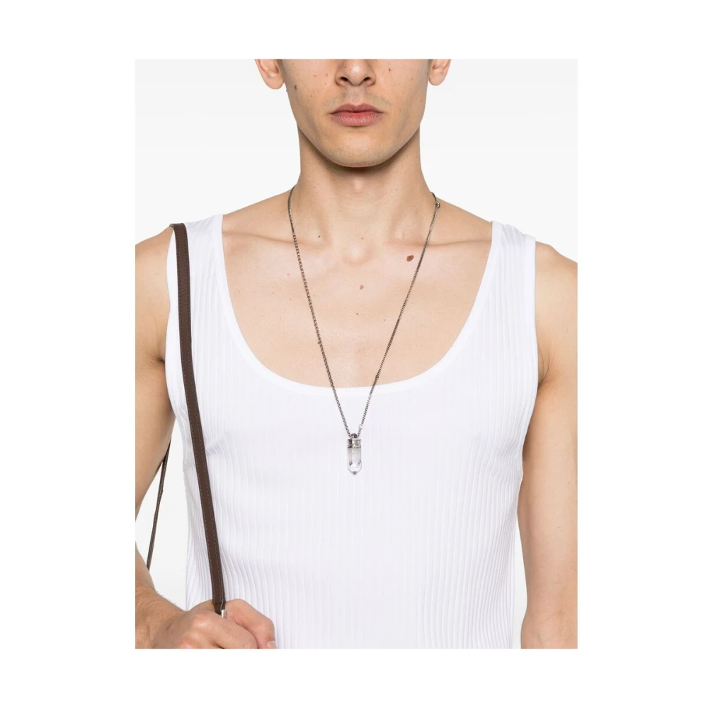 Dries Van Noten Witte Crew Neck Mouwloze Sweater White Heren
