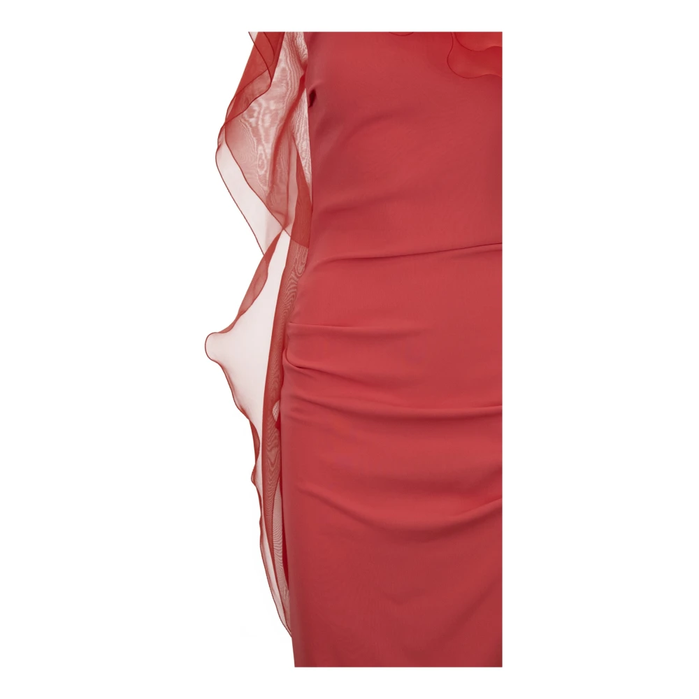 Elisabetta Franchi Asymmetrische One-Shoulder Jurk met Rits Red Dames