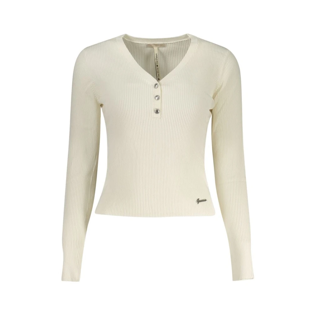Guess V-hals Gebreide Trui met Borduurwerk White Dames