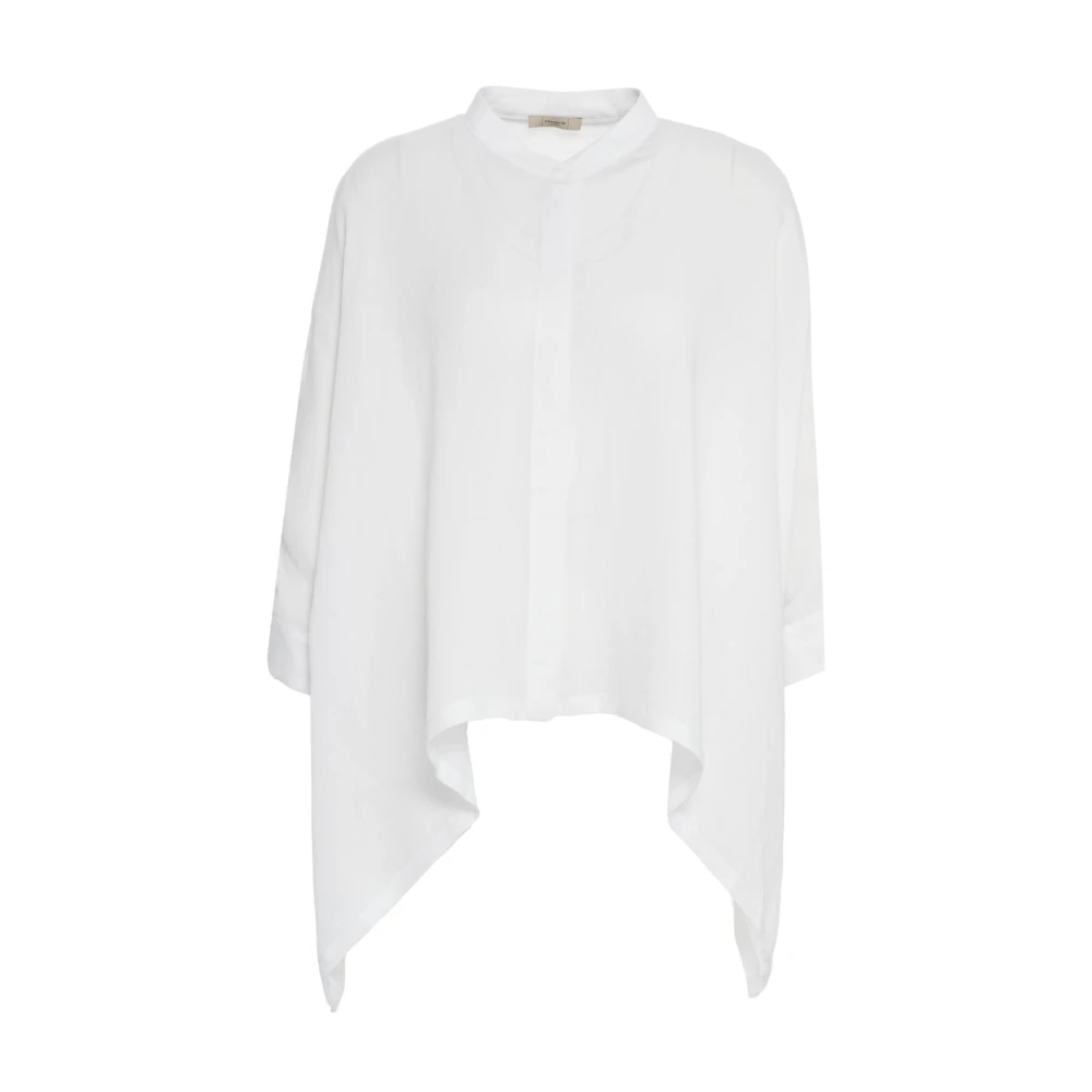 Himon's Witte Asymmetrische Blouse Mandarin Kraag White Dames