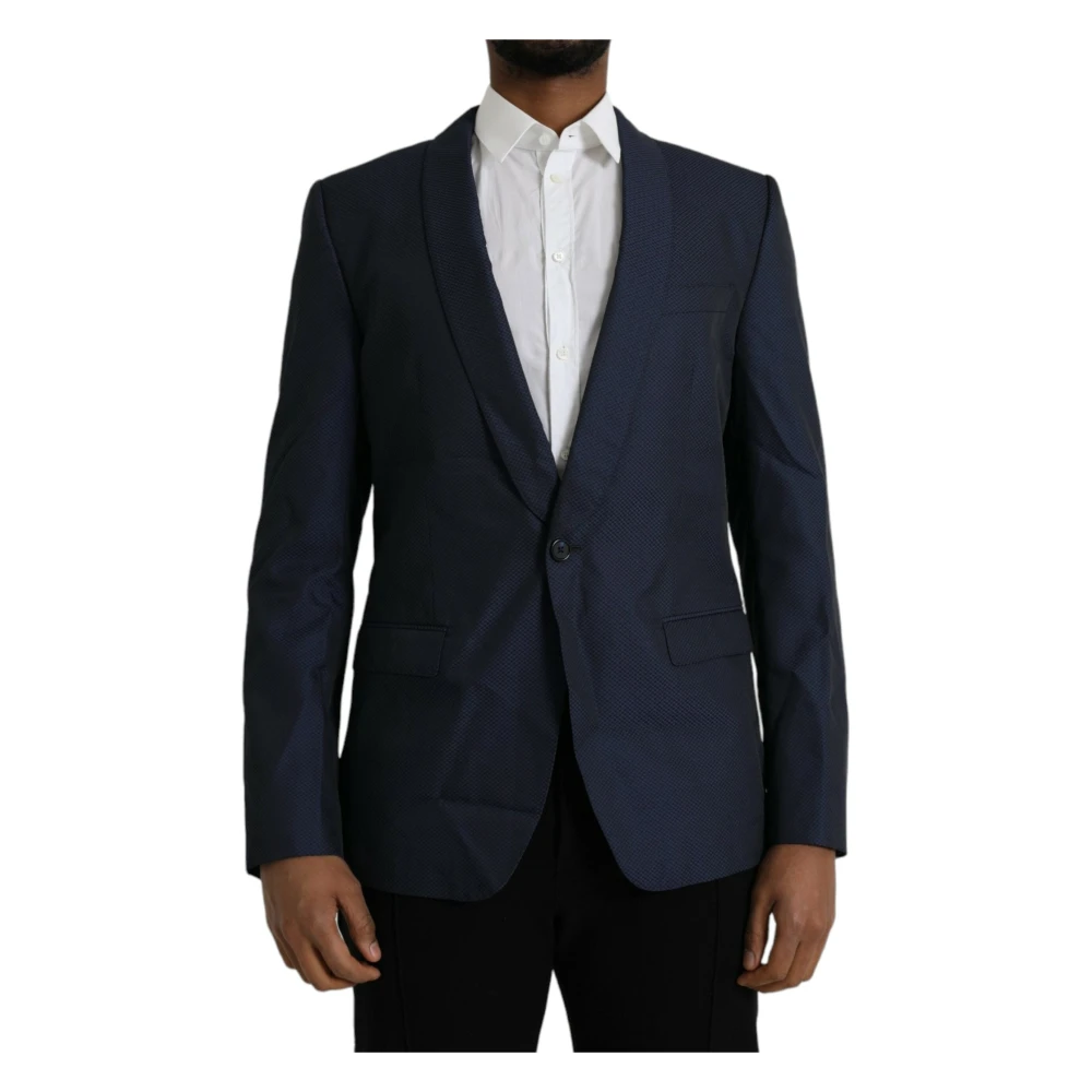 Dolce & Gabbana Blauwe Martini Single Breasted Blazer Blue Heren