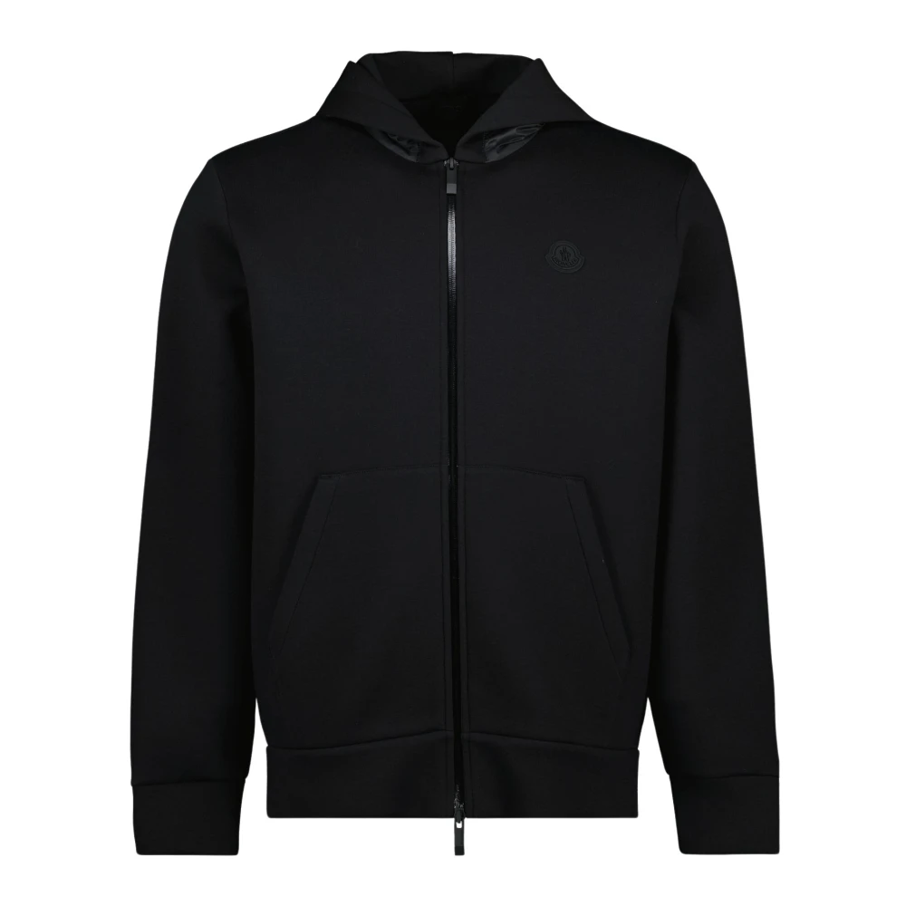 Moncler Men's Black Zip-Up Neoprene Sweatshirt - Zip-Throughs - M - Sweatshirts & Hoodies