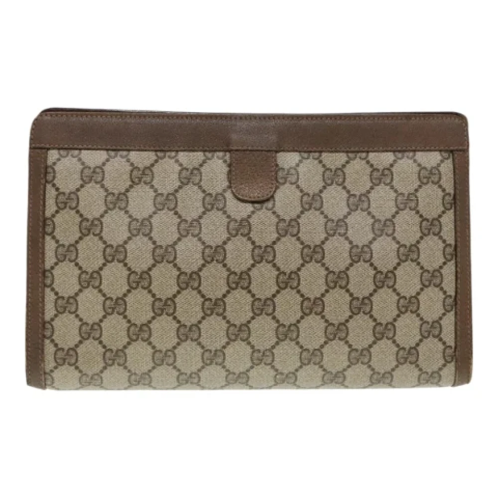 Gucci Vintage Pre-owned Leather clutches Beige Dames