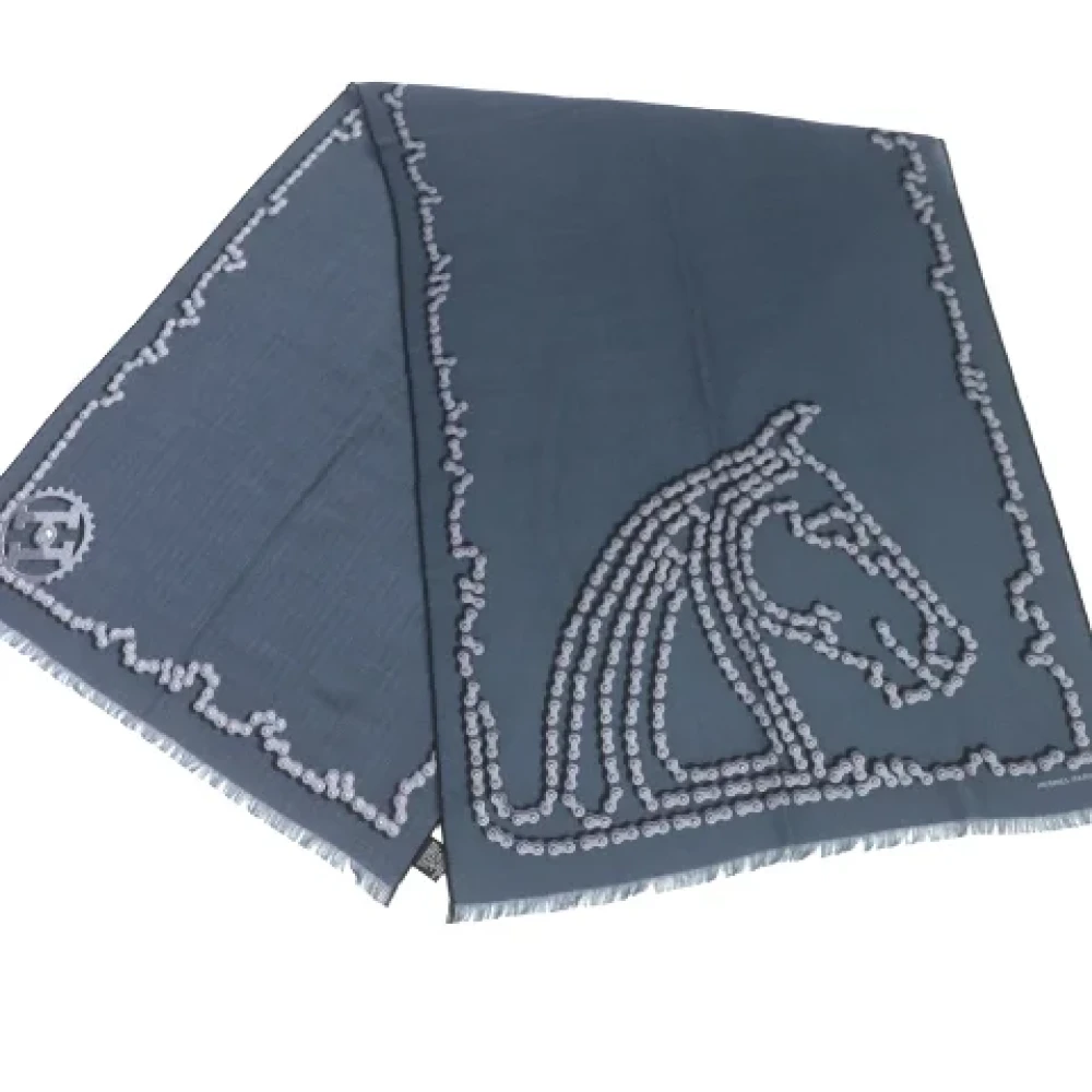 Hermès Vintage Pre-owned Silk scarves Blue Heren