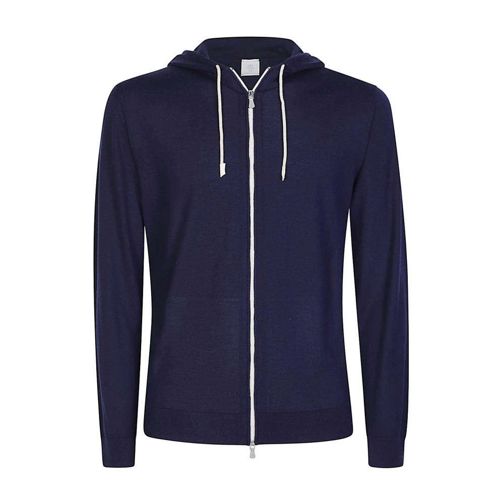 Eleventy Sportieve Full Zip Hooded Wollen Trui Blue Heren