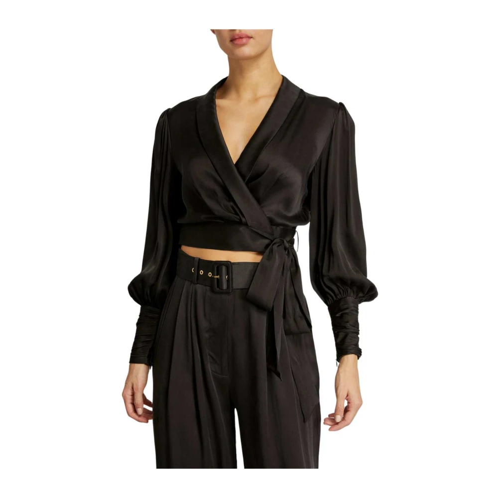 Zimmermann Zwart Zijden Wrap Top Chic Stijl Black Dames