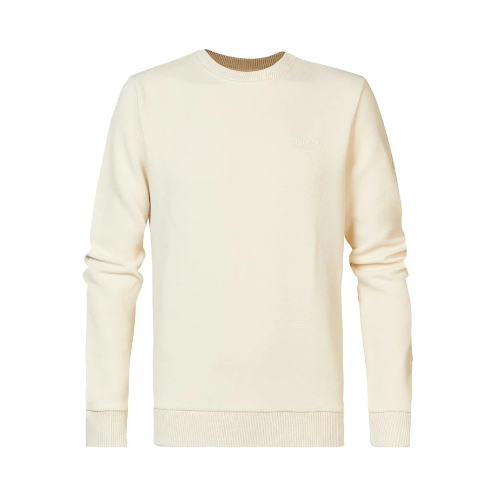 Petrol Heren Ronde Hals Sweater in Ecru Beige Heren