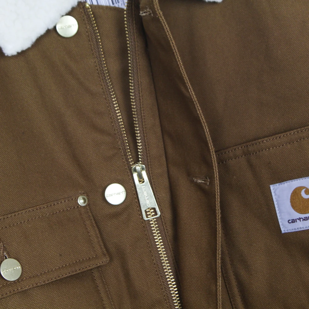 Carhartt WIP Bruine werkjas met Sherpa-kraag Brown Heren