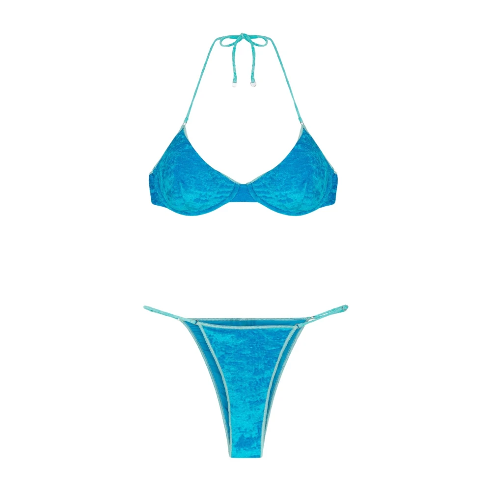 Me-Fui Verstelbare Braziliaanse Bikini Set Blauw Fluweel Blue Dames