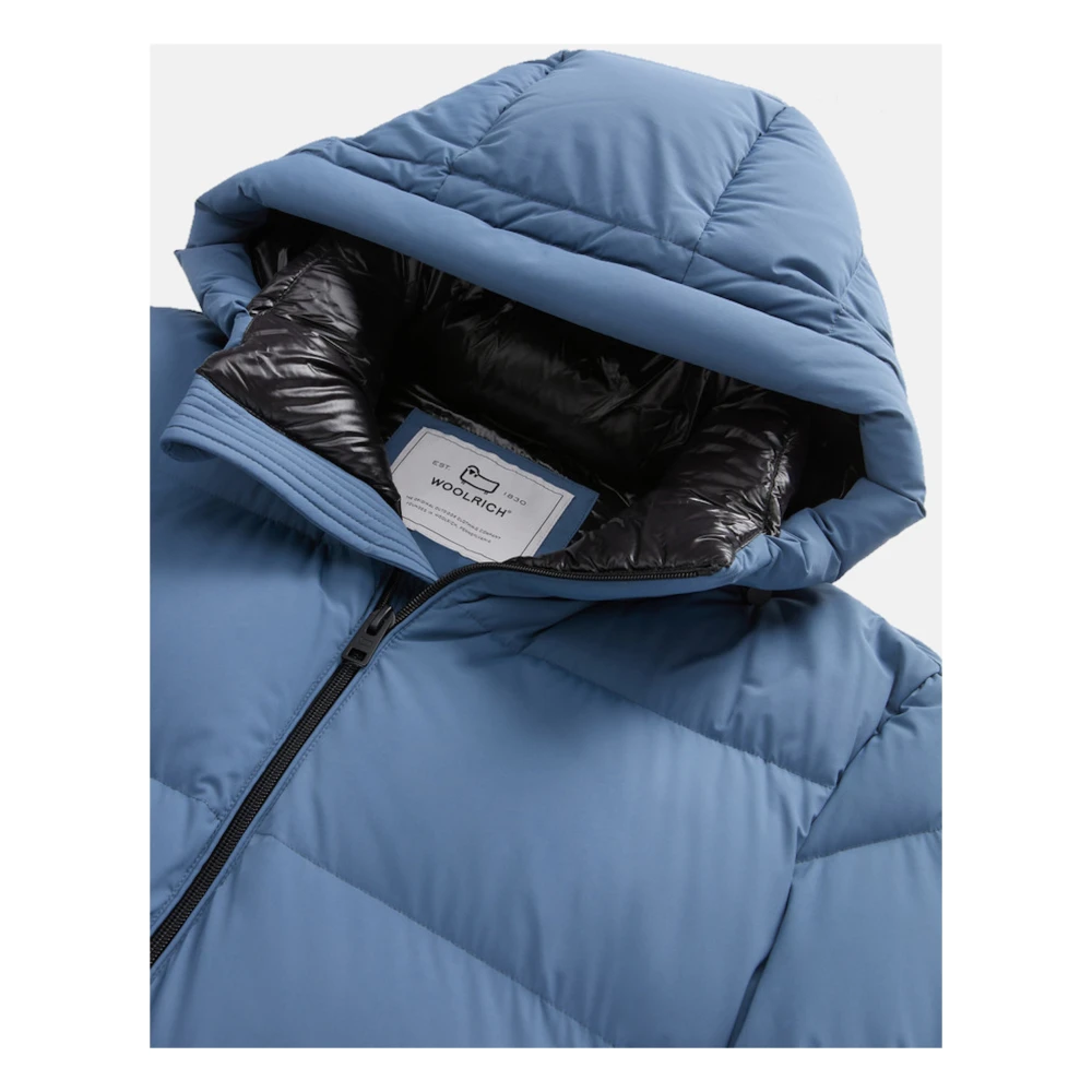 Woolrich Heren Gewatteerde Jas met Capuchon Blue Heren