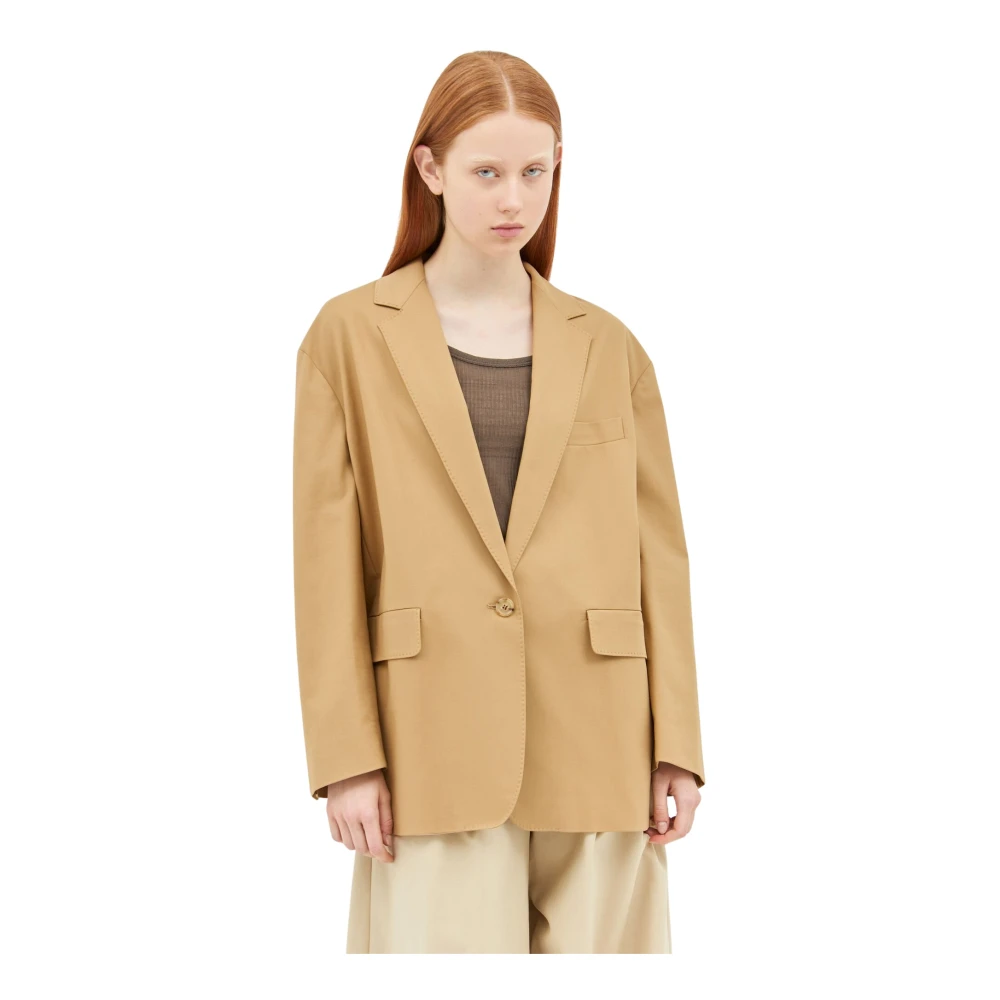 Max Mara Women's Beige Canvas Blazer - Blazers - S - Jackets