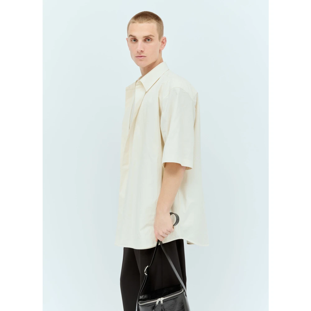 Jil Sander Dubbelgelaagde Poplin Overhemd Beige Heren