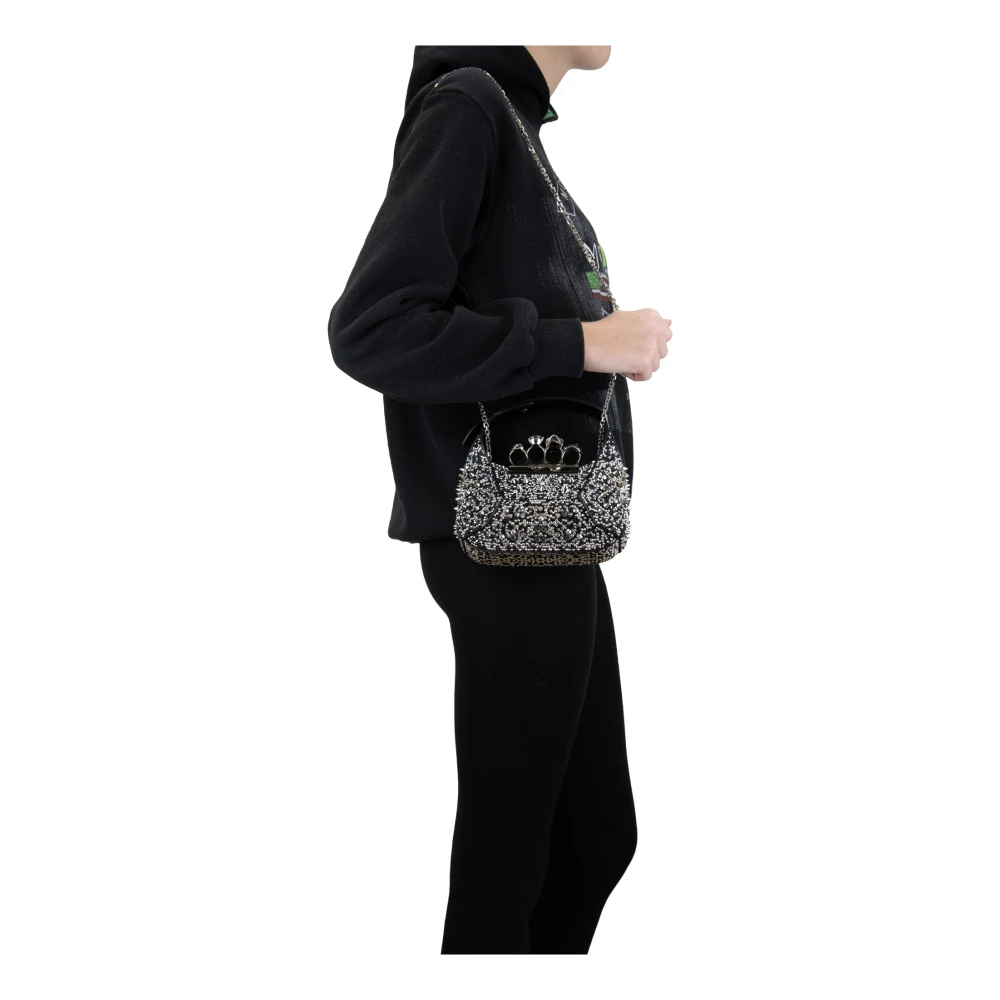 alexander mcqueen Studded Leren Schoudertas Magnetische Sluiting Black Dames