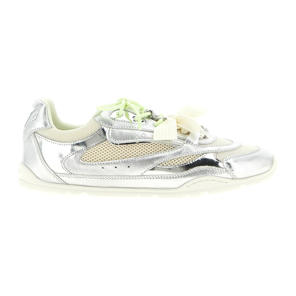 Pinko Grå Yulia 01 Sneakers I Laminerat Läder Med Mesh