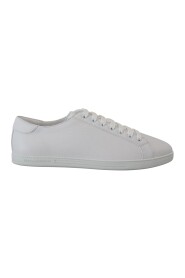 White Leather Low Top Sneakers Shoes