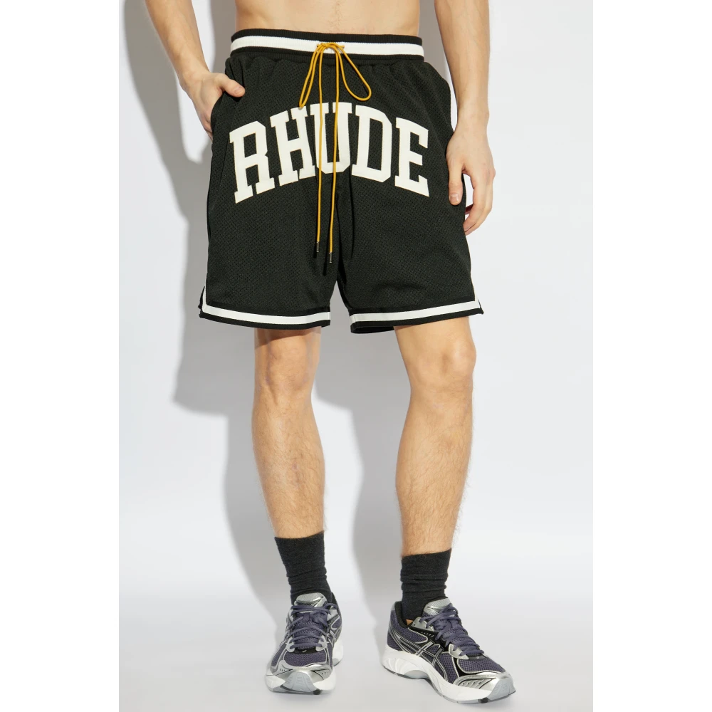 Rhude Sweatshorts met logo Black Heren