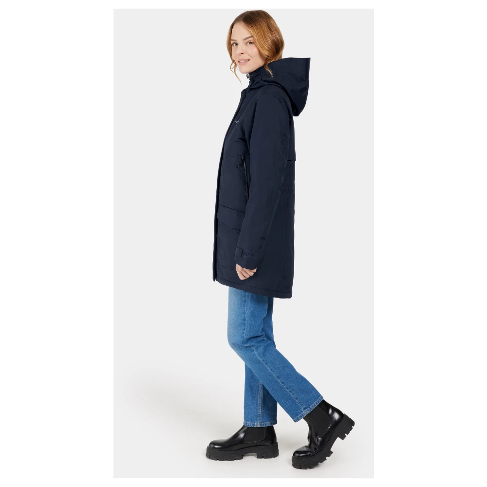 Didriksons Verstelbare Parka met Rits en Capuchon Blue Dames