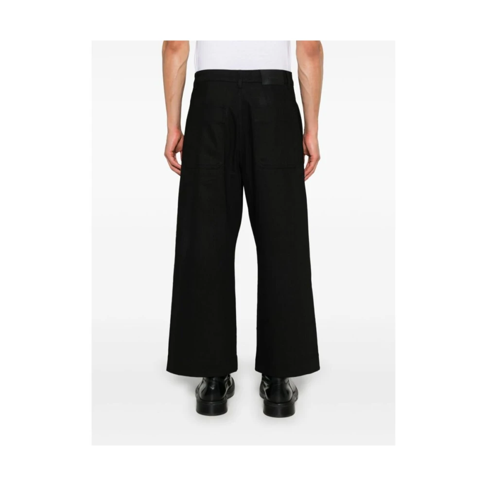 Studio Nicholson Zwarte Denim Wide Leg Jeans Black Heren