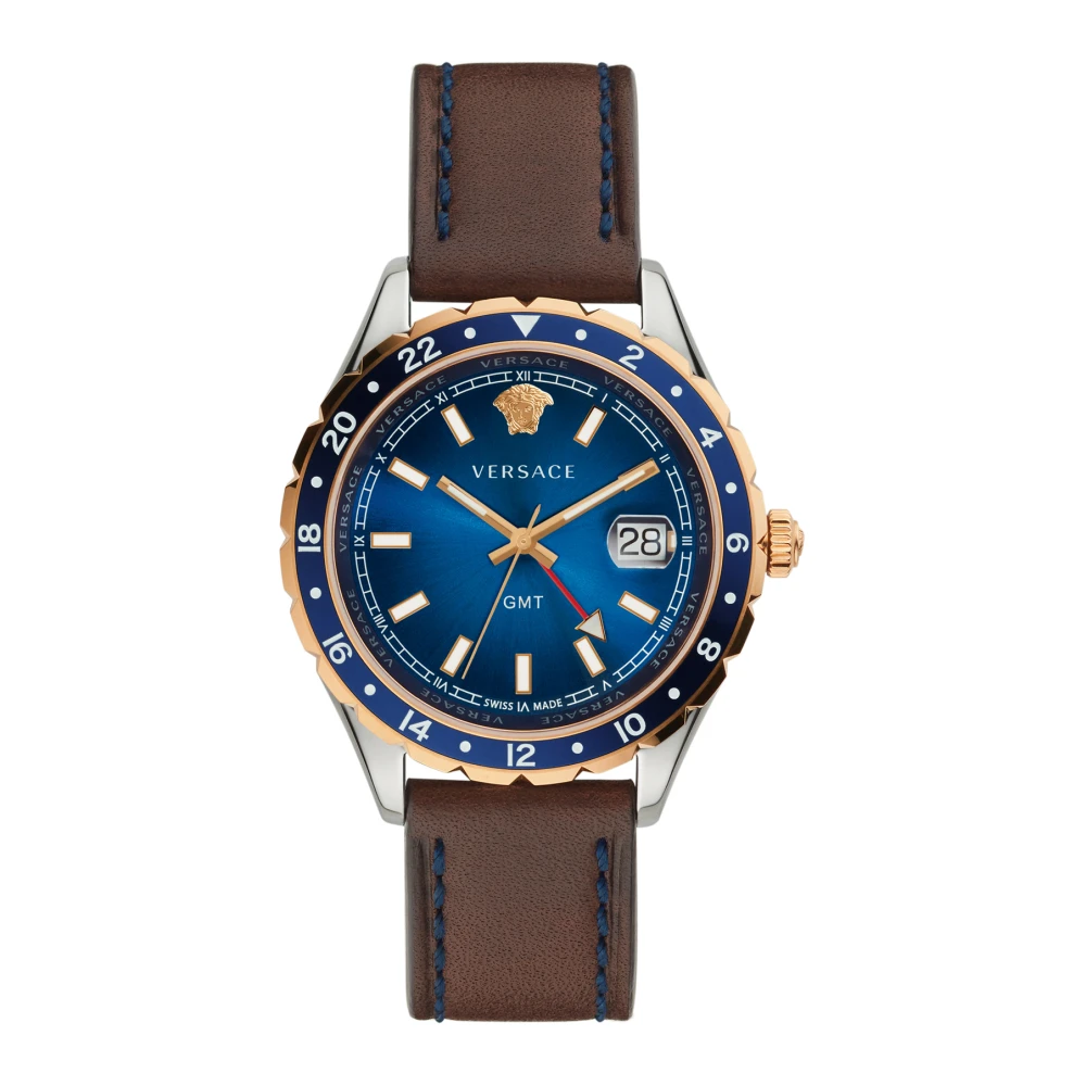 Versace Men's Blue Watches, One Size, Hellenyium Gmt Watch